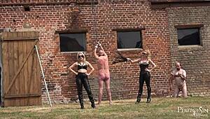 You better not speak while Miss Suzanna Maxwell and Miss Courtney handle their talkative slave outdoors