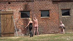 You better not speak while Miss Suzanna Maxwell and Miss Courtney handle their talkative slave outdoors