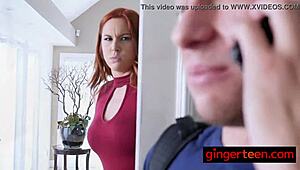 Sexy ginger babe with bouncy ass