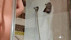 bitch fucks herself in shower with dildo 😈