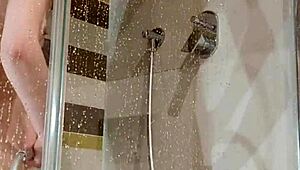 bitch fucks herself in shower with dildo 😈