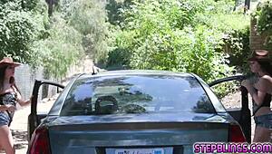 gianna gem and savannah sixx seducing the guy sharing his smoked sausage in group doggystyle?