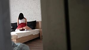 Voyeur Stepsister Masturbates and Rides You for Secret Silence