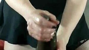 sxydani with big tits gives wet handjob on huge black cock