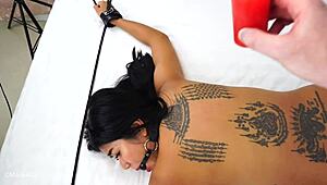 tied up my asian girlfriend for hot wax and spanking, ending with cim