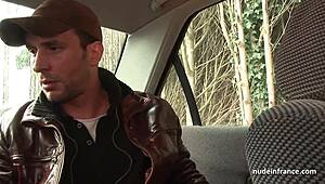 chubby brunette, wanna see her ass drilled in a car threeway with papy voyeur?