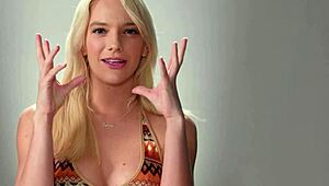 Blonde MILF Kenna James teases her pussy in solo masturbation