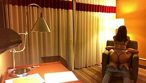 latina teen deepthroats and gags on cock!