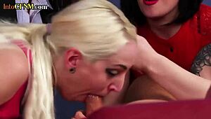 I’m overwhelmed watching CFNM group femdom deepthroat by amateur milfs