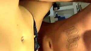 I lick her horny pussy on the dining table in various positions, cum dripping from her cunt