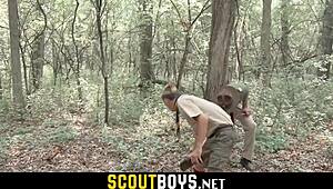 Little Gay Twink’s Tight Ass Stretched by Huge Scoutmaster Cock Bareback in Woods