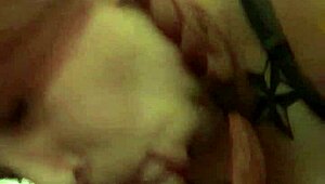 Redhead MILF giving blowjob to voyeur with music