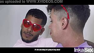 Ebony from Colombia super big-ass fucks two best gay friends