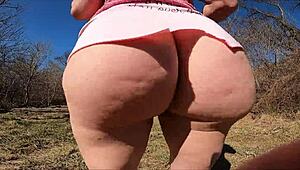 Curvy milf with a huge ass struts outdoors in a tight skirt. Part 1 of her sexy walk.