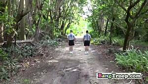 Gay troopers go train in the woods for gangbanging in public