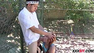 summer camp tennis players having fun