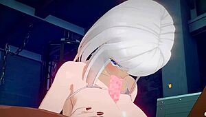 I'm the cute girl with big tits getting teased by the pervert in this hentai