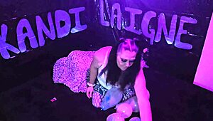 cute milf kandi laigne enjoys balloon popping in homemade video