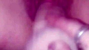 she fingers her wet pussy while i stuff her with gigantic dildo!