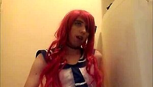 solo trap jerks off and swallows cum