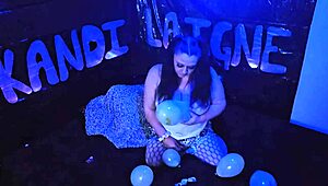 cute milf kandi laigne enjoys balloon popping in homemade video