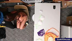 Officer says, Shoplifter Davina Davis, time for boning.