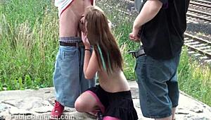 public street young 18+ blonde teen 18+ sex orgy... oh man!