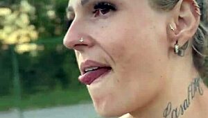 blonde shows ass and pussy in market, fucks manager in stock