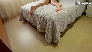 Horny busty girl masturbates naked, leading to intense fucking.