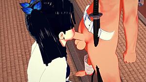 demon slayer hentai with aoi kanazaki and tanjiro getting dirty.