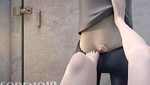 silver wolf caught masturbating, gives footjob and blowjob