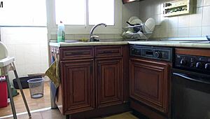 Horny BBW Brunette Loves Fucking In Kitchen With Monster Cock Doggystyle