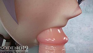 silver wolf caught masturbating, gives footjob and blowjob