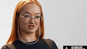 up close with redhead pawg emma magnolia in solo female orgasm casting