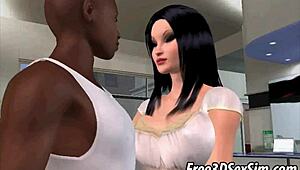 Horny ebony stud pounds a 3d brunette babe relentlessly in this hentai anime scene