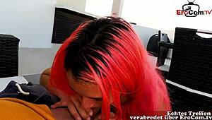 German man fucks redhead latina bikini teen outdoor pov on vacation