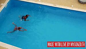 Watch Mugur Fucking The Gorgeous Big Boobs German Milf Lana Vegas Outdoor At The Pool