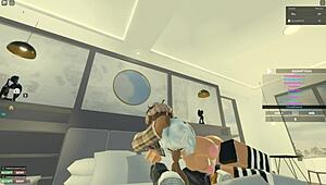 in roblox, this whore gets bent over for a monster cock