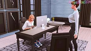 Hey, futanari boss, how deep can your secretary take that huge dick?