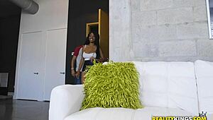 Ebony Curvy Babe Busts Out Big Natural Tits