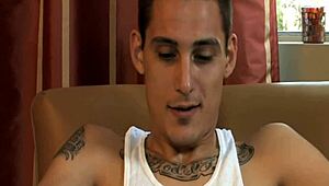 tattoo punk thug intensely jacks off to gay orgasm