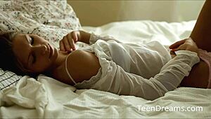 Anjelica teases her shaved pussy with a wild vibrator toy, so hot! 🔥