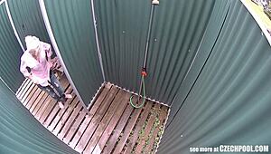 Blonde milf clueless about spy cam. Outdoor solo caught in high definition.