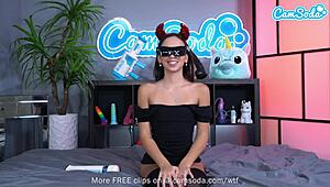 Cute Teen 18+ Spreads Shaved Pussy and Masturbates with Huge Vibrator.