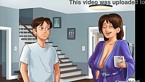 Summertime saga: pervert neighbor watches shy girls show off in cheerleader uniforms