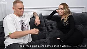 i ask bella mur about unusual poses with monster cock