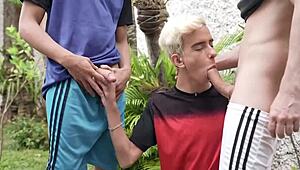 Bold Orgy After Game with Bodybuilders