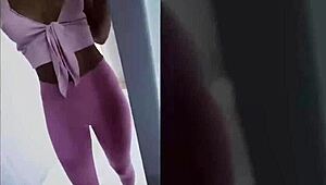 Mila mars rides big black cock in gym bathroom for blowjob