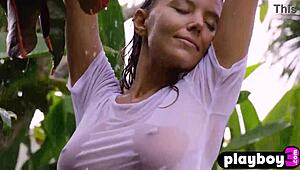 um, beautiful blonde milf katya clover, like, shows perfect body posing in rain