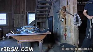 Adorable blonde slave masturbates her perfect pussy with sex toy